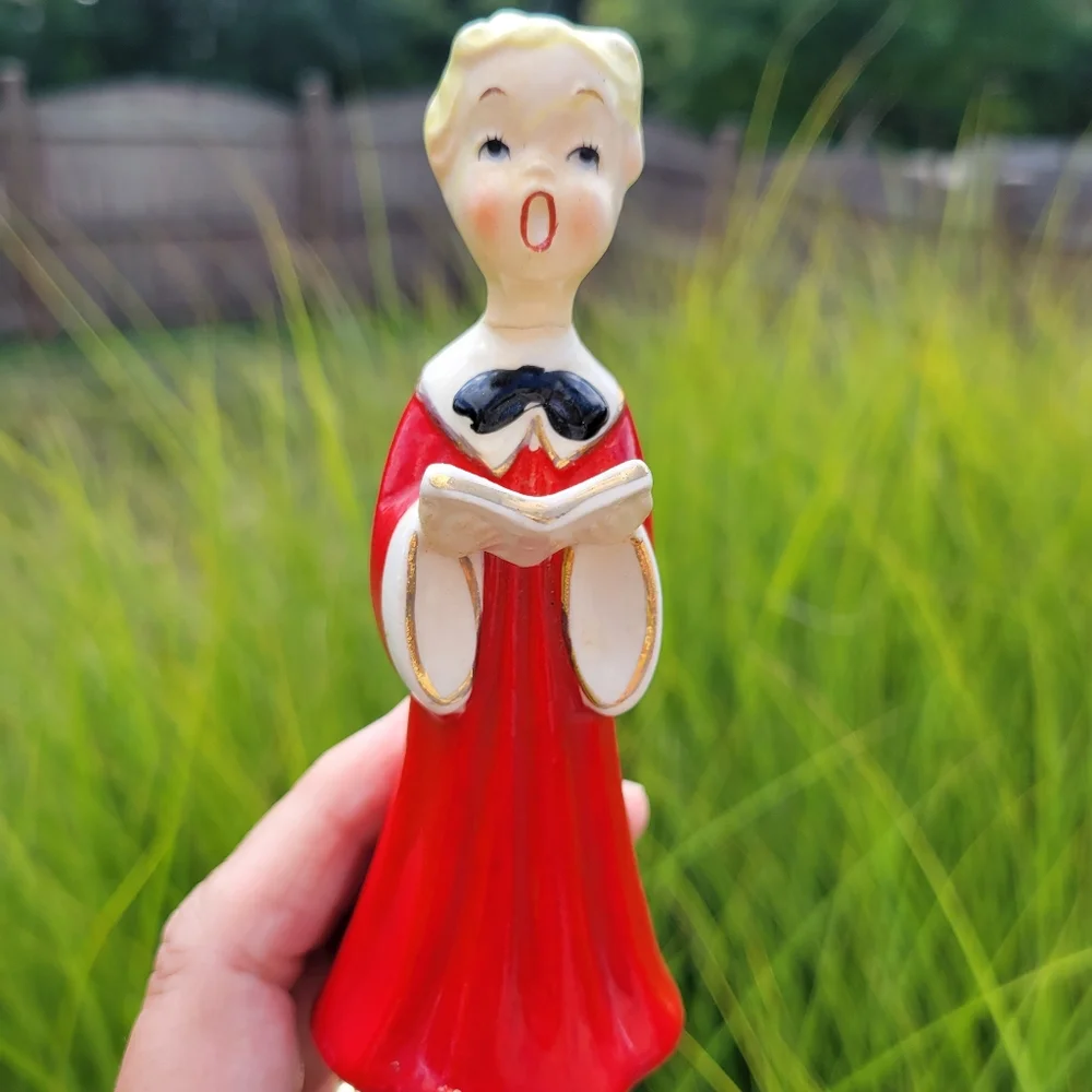 Vintage Christmas Caroler Choir Boy or Girl ~ MCM ~ Cute ~ With Repair See Notes